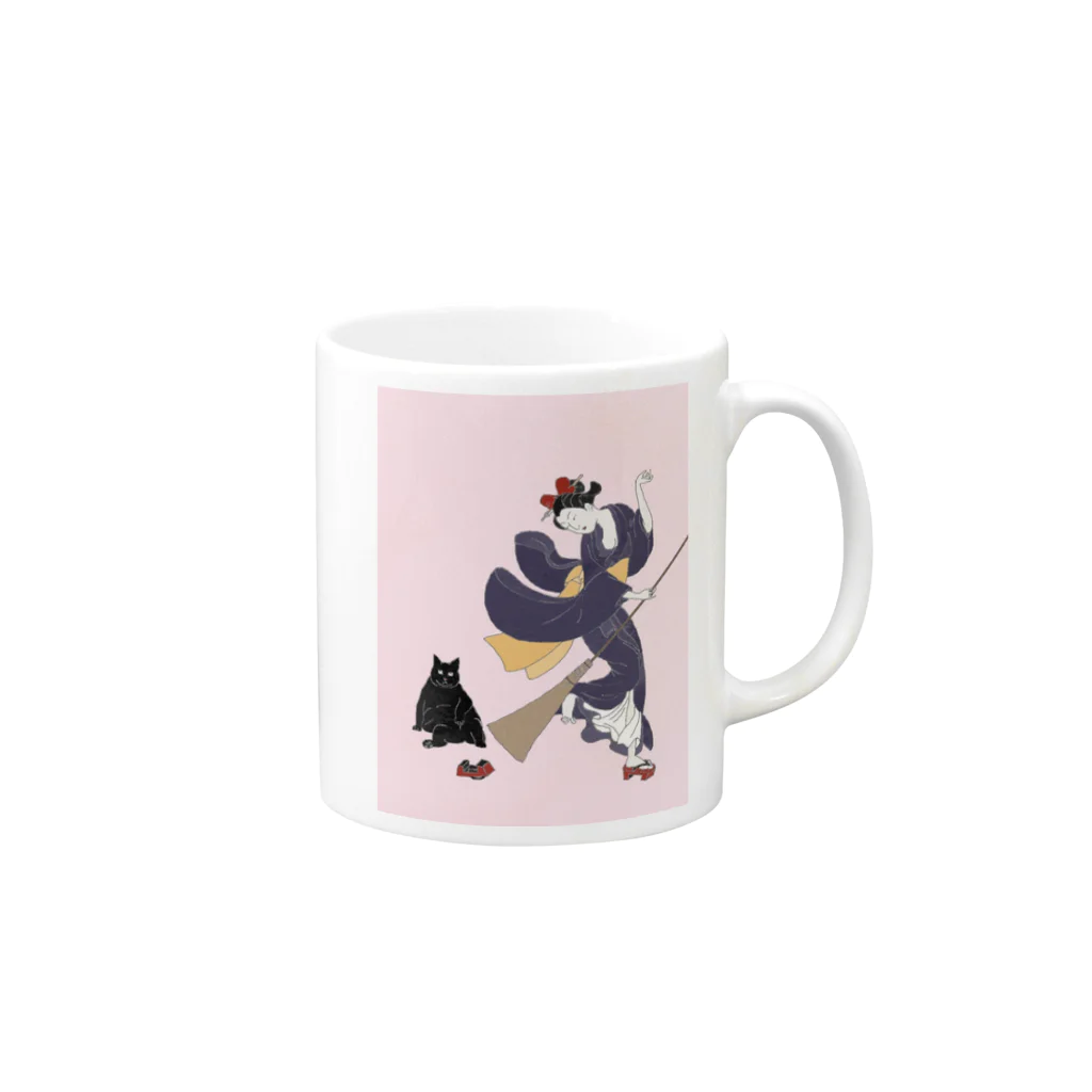 keeeeeep smilingの働く気のない猫ジジ　Jiji’s delivery service Mug :right side of the handle