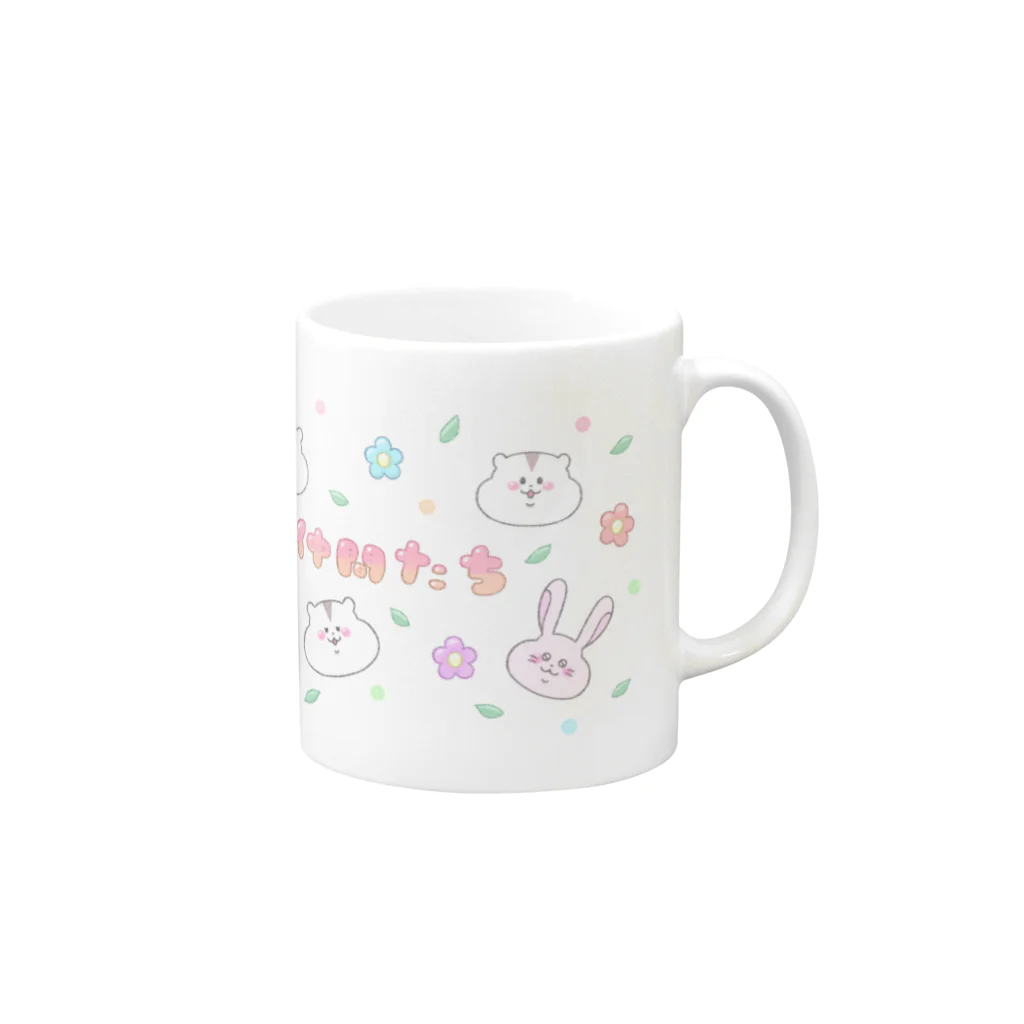 BARUのお店🌷のコロンとゆかいな仲間たち大集合！！ Mug :right side of the handle