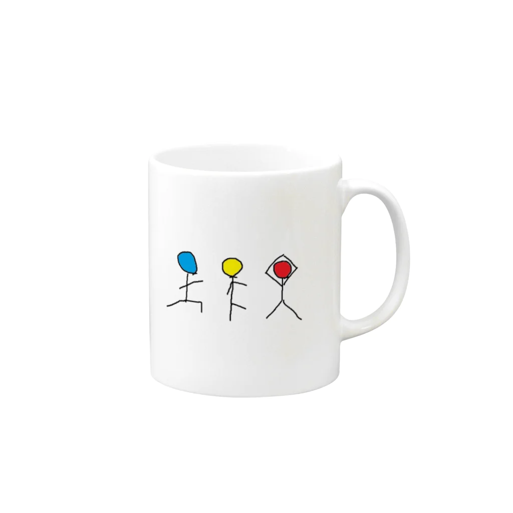 絵の具入れの信号機ヨガぼうにんげんくん Mug :right side of the handle