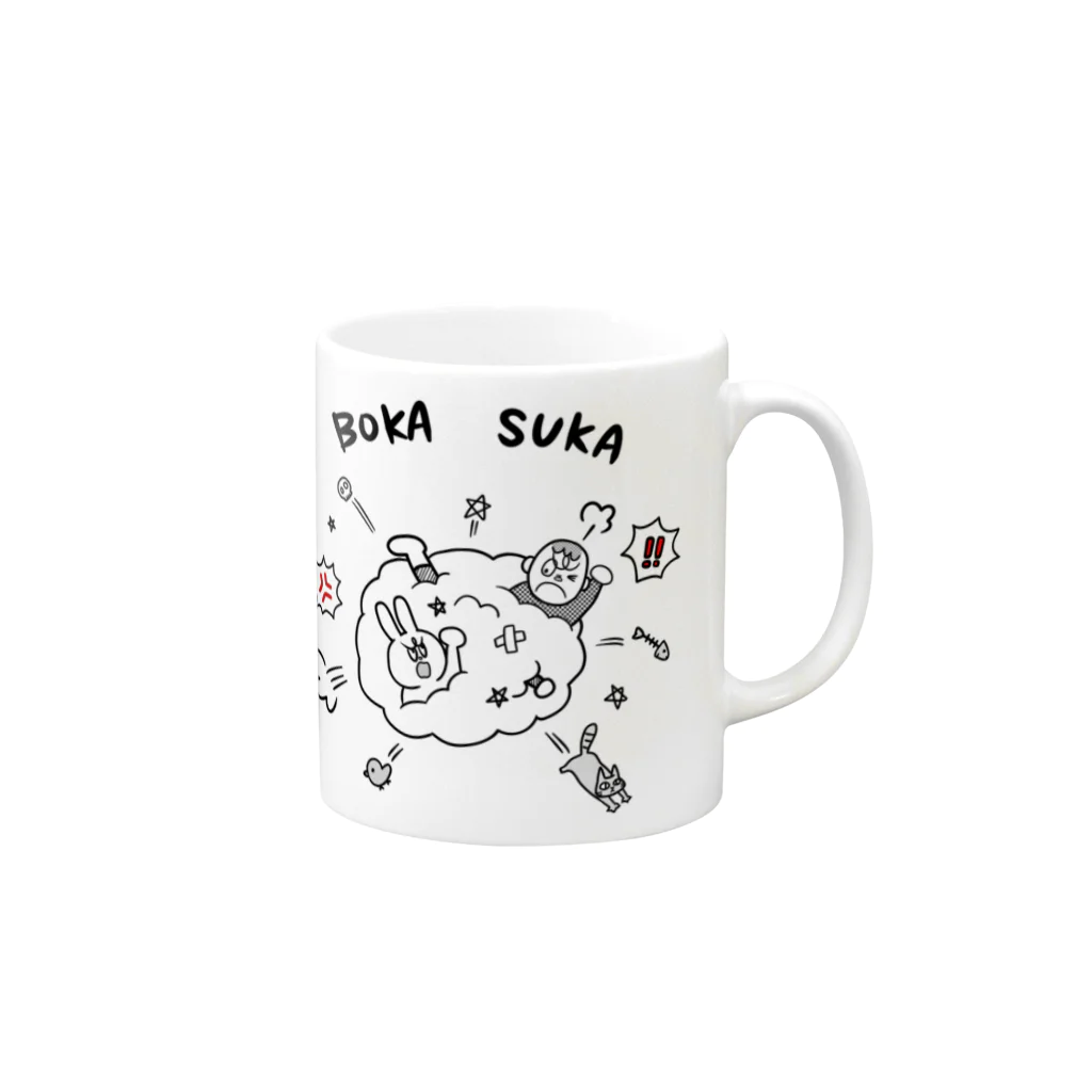 寒がりモンスターのボカスカ(古典的表現) Mug :right side of the handle