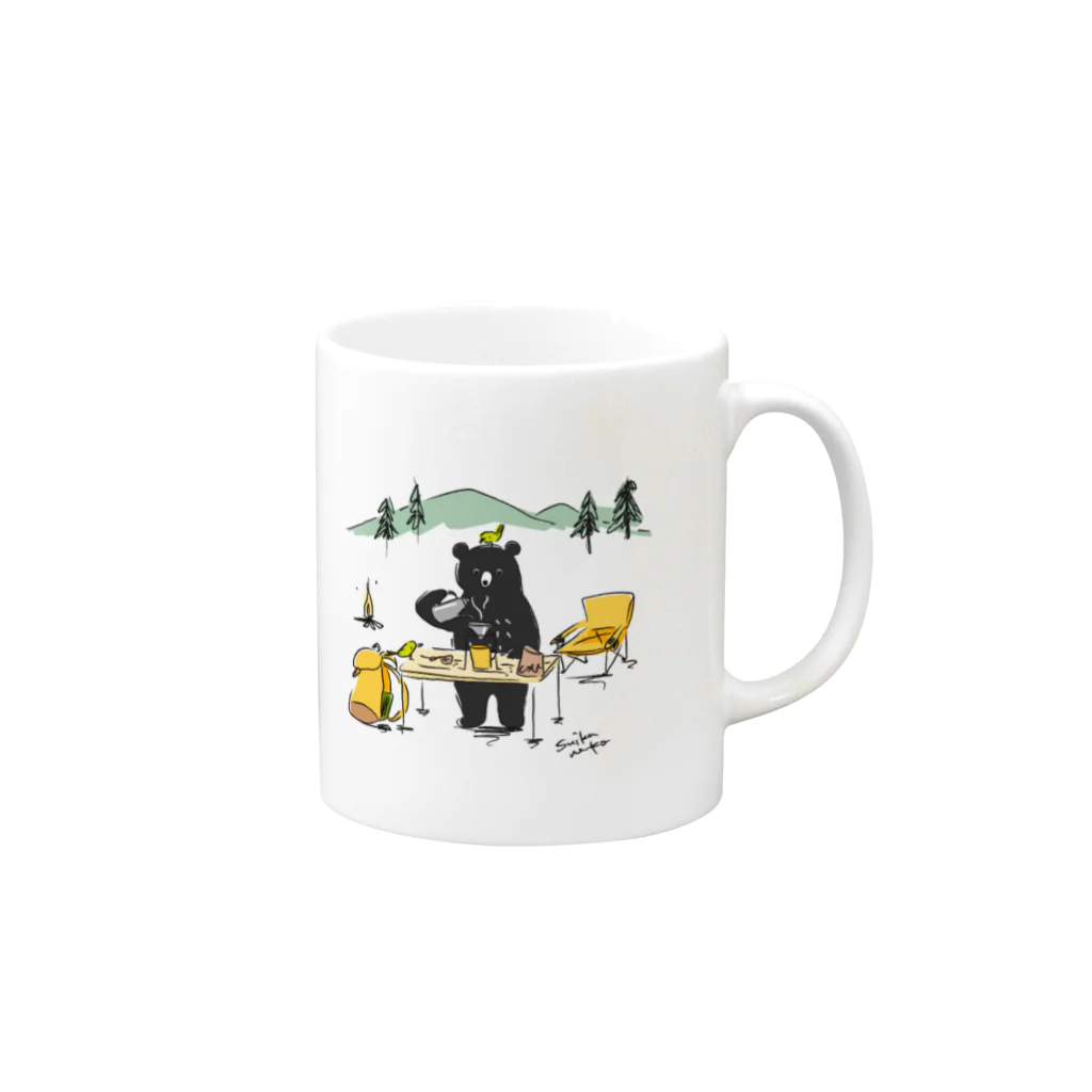 すいかねこのキャンプくま Mug :right side of the handle