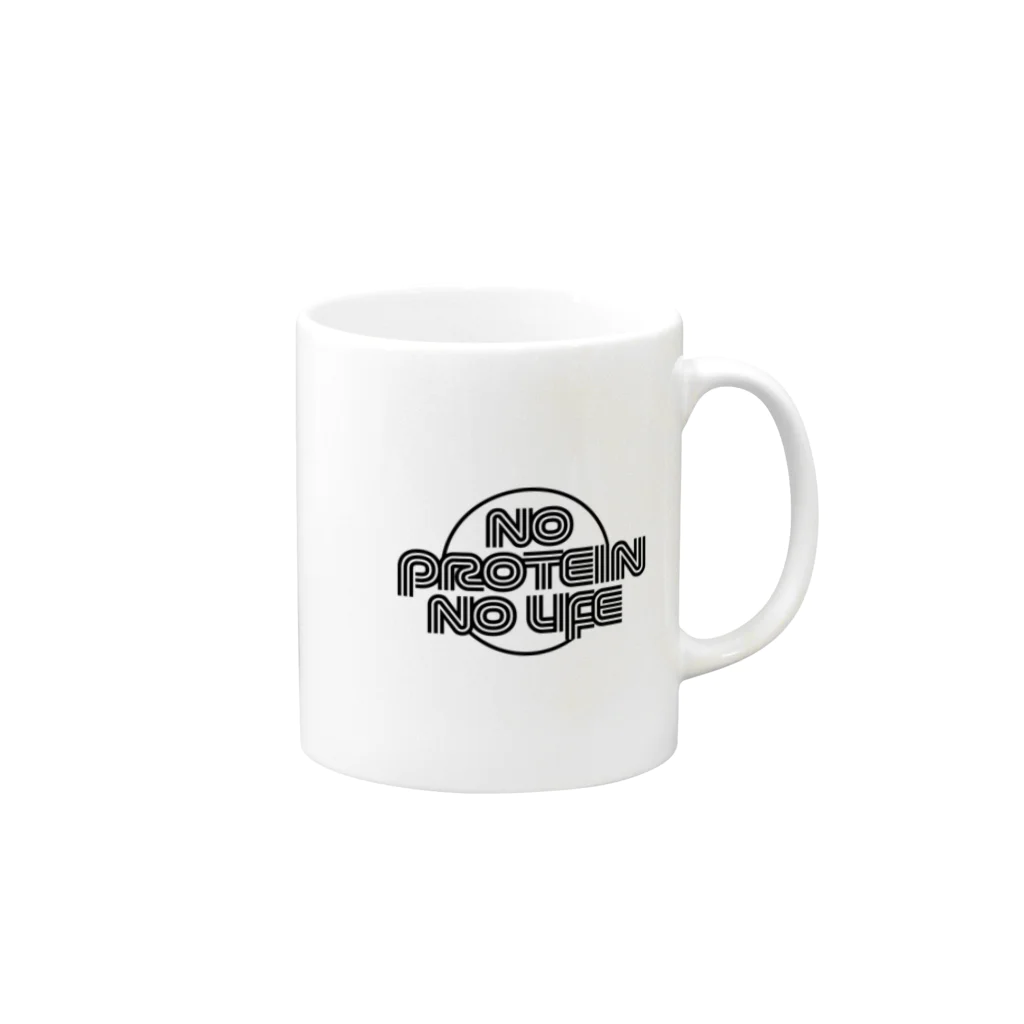 enjoy protein！プロテインを楽しもうのNO PROTEIN NO LIFE Mug :right side of the handle