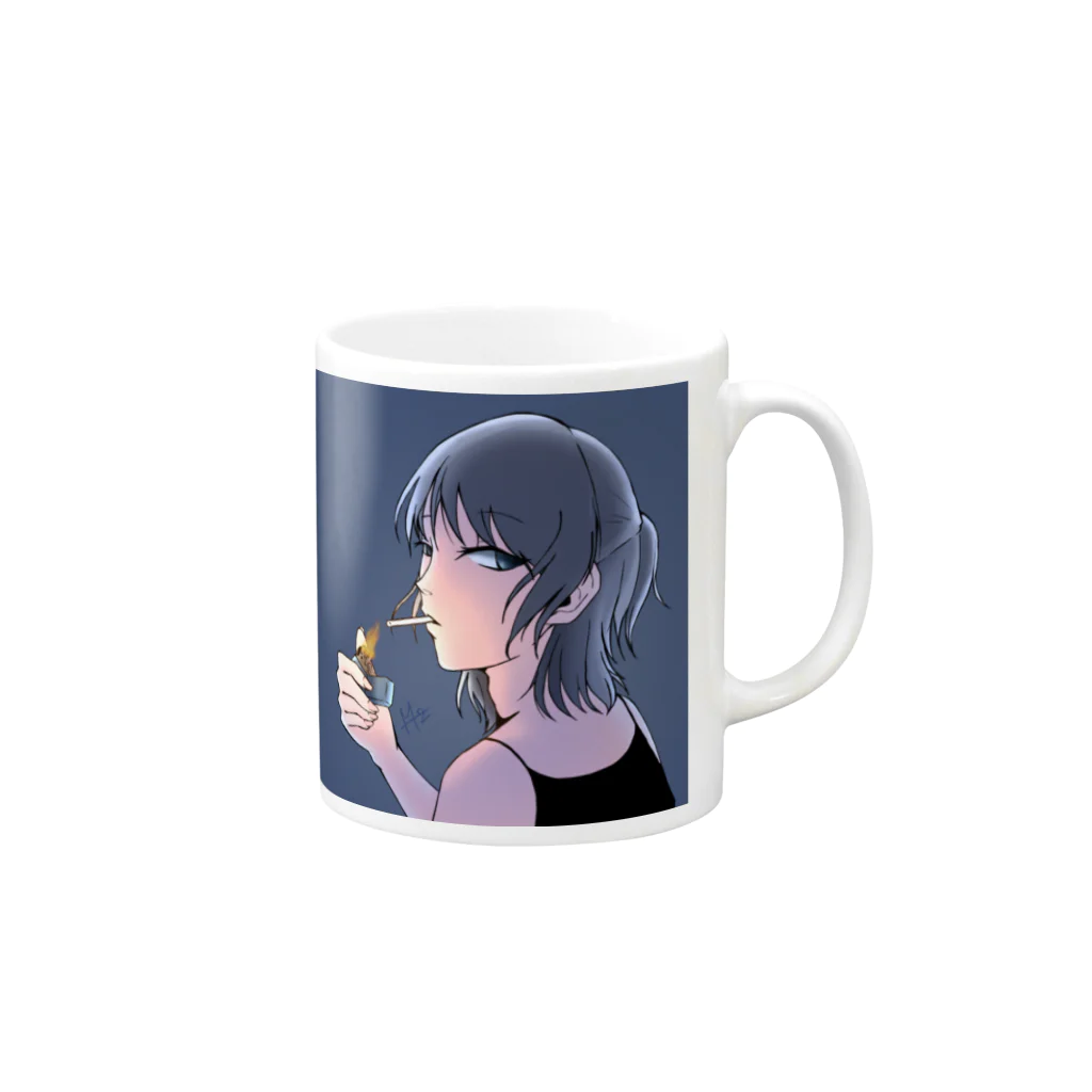 水都-ﾐﾂ-の喫煙者女子 Mug :right side of the handle