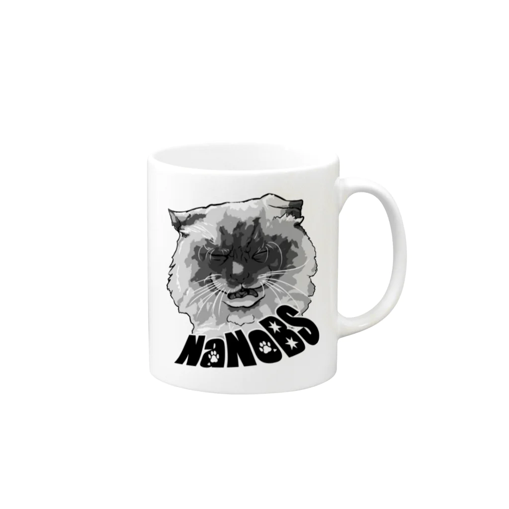 BFCisのBLACK FACE CAT is super monochrome Mug :right side of the handle