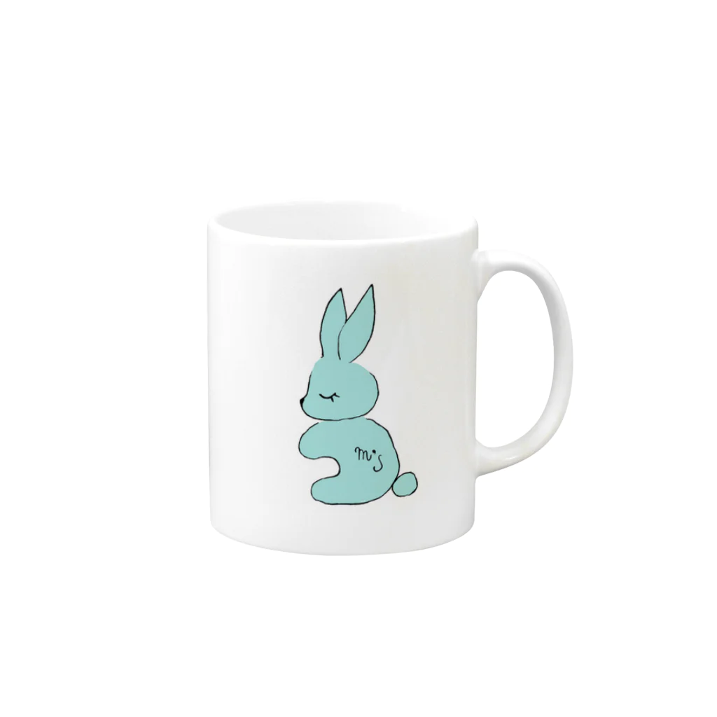 mrabbitの青いウサギ Mug :right side of the handle