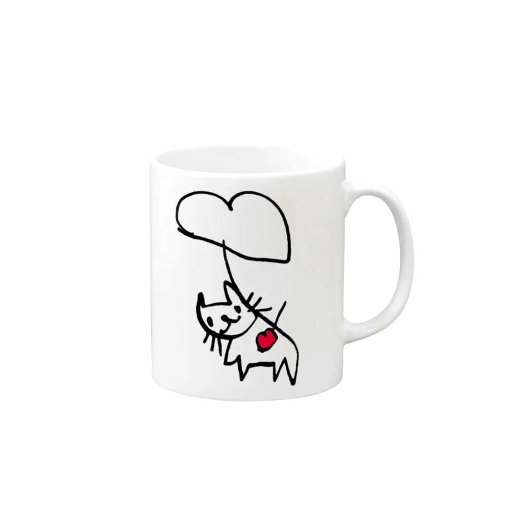 ふうせんねこのハートふうせんねこ Mug :right side of the handle