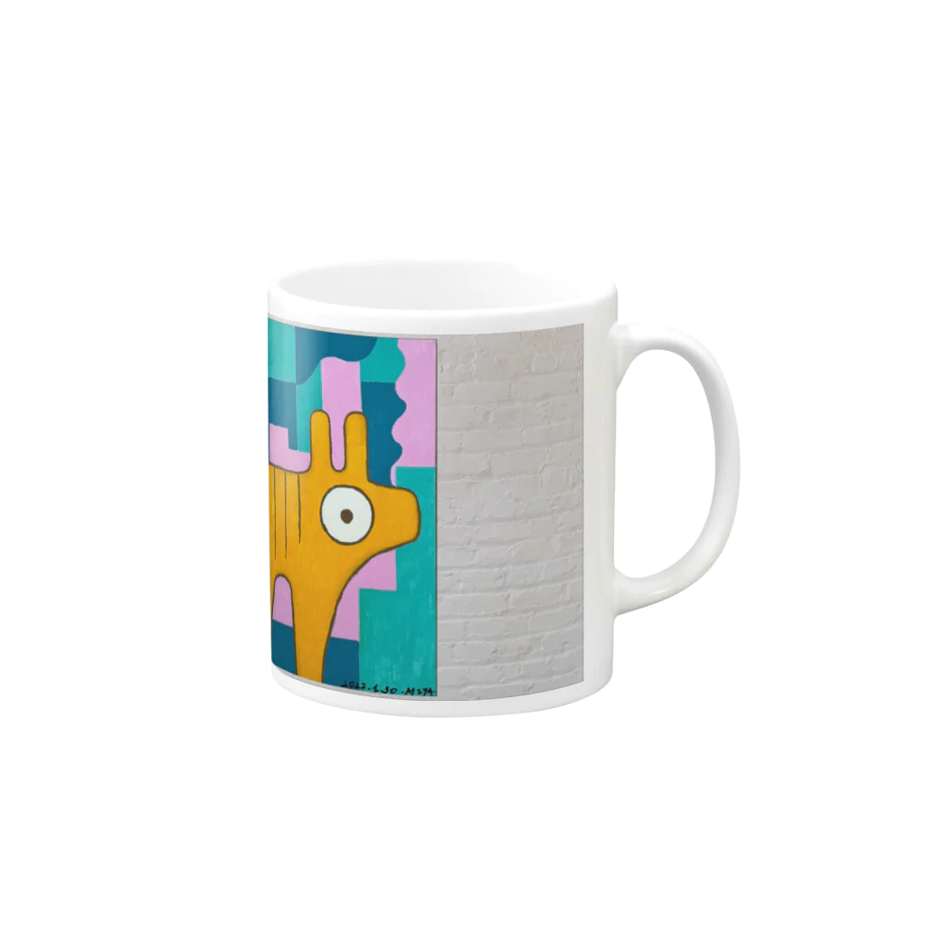 little pandaの「自分の事をシマウマと勘違いしているアルパカの肖像画」 Mug :right side of the handle