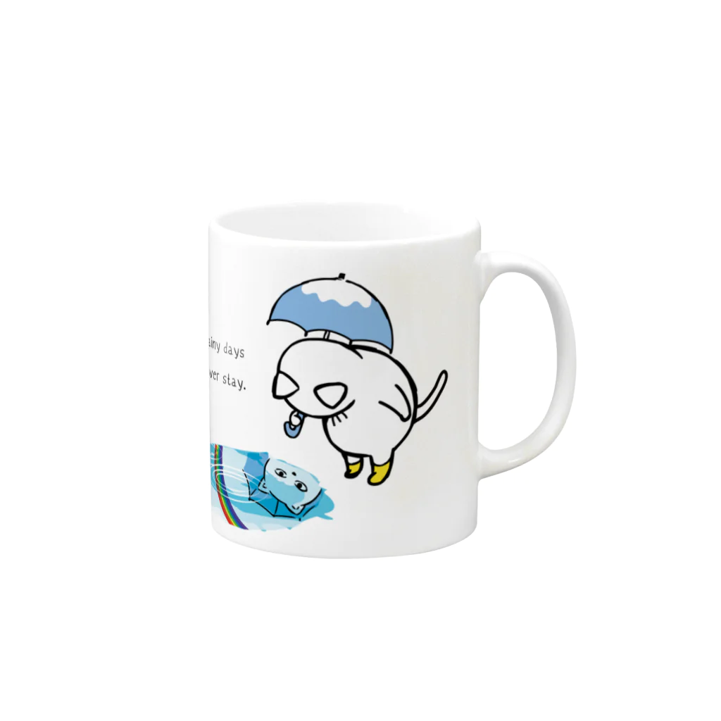 猫郎雑貨店の【猫郎雑貨店】雨の日の猫郎 Mug :right side of the handle