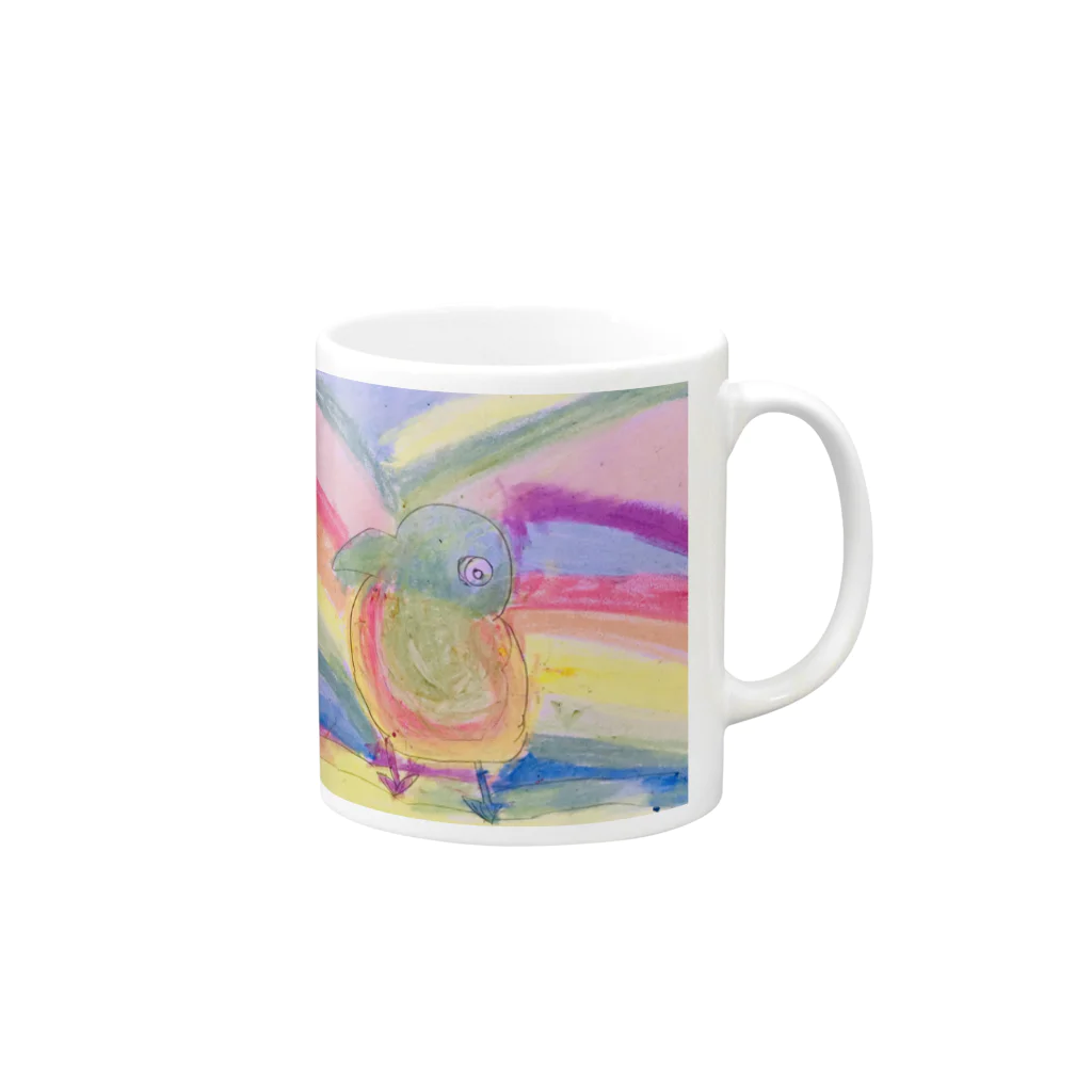 go80sのピーコックグリーンからす Mug :right side of the handle