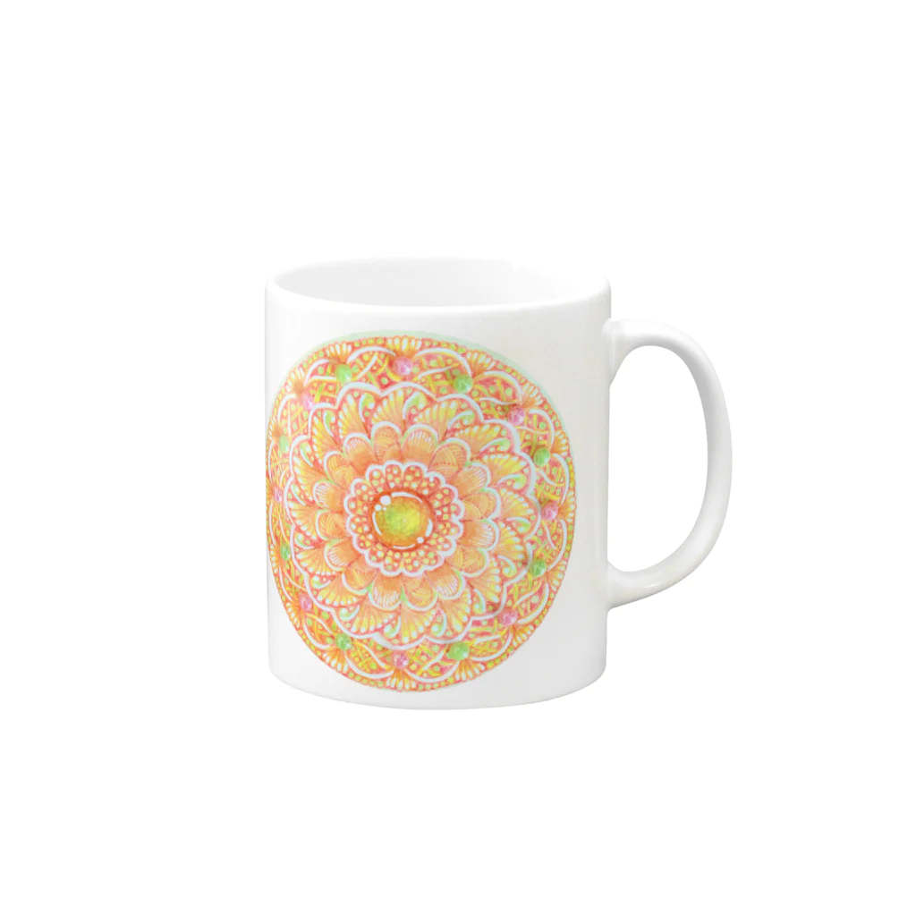 じぱんぐる-zipangle-のmandala-ふわり Mug :right side of the handle