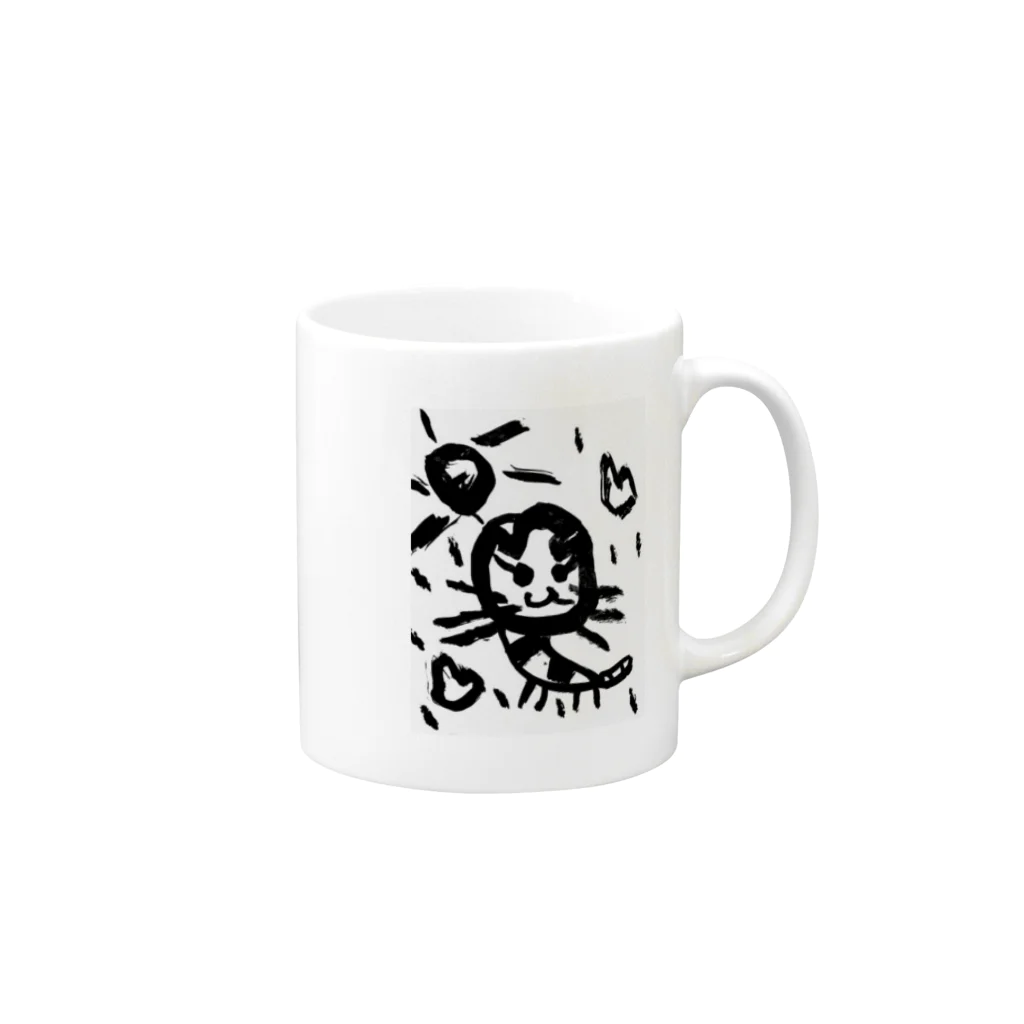 眼球に毛先のたぶんねこ LakuGaki Mug :right side of the handle