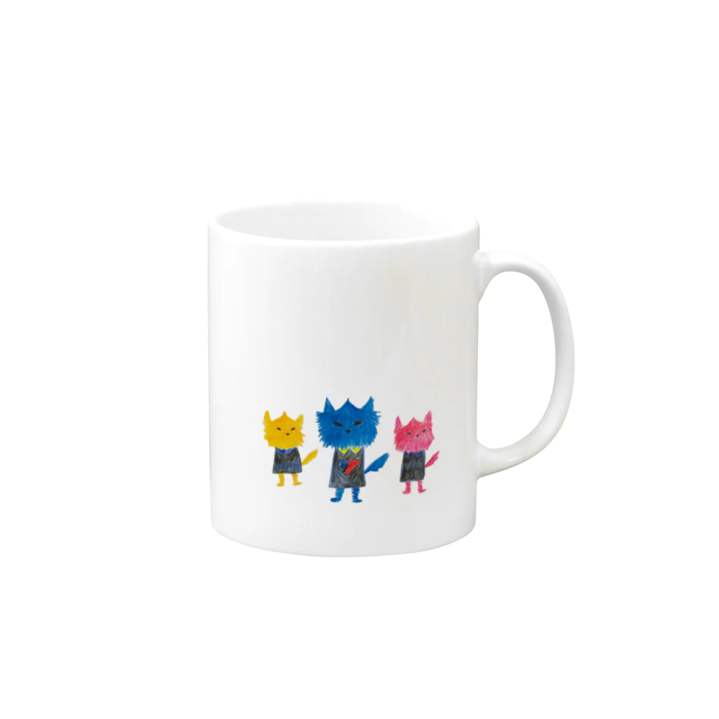 ねこぜや のノラヌコ3兄弟 Mug :right side of the handle