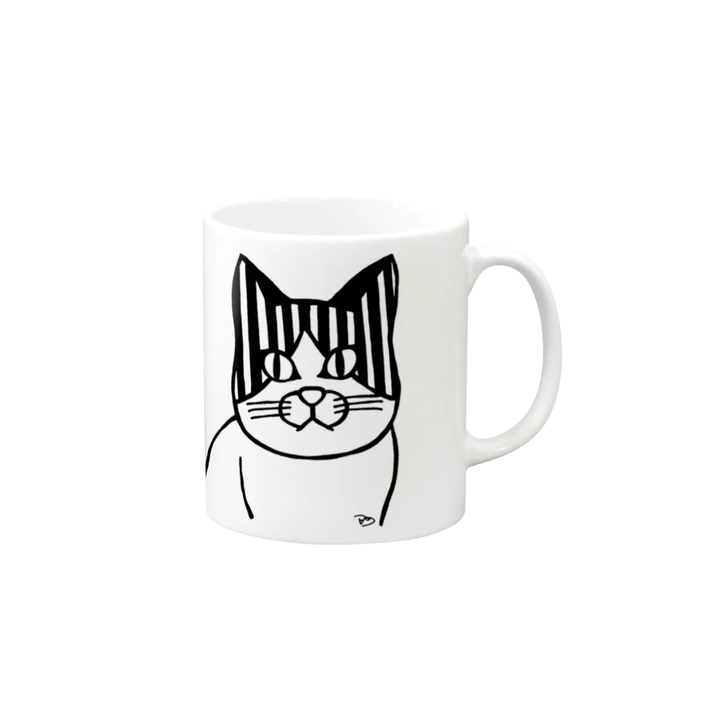 フクハラアキコのしましまのねこ Mug :right side of the handle