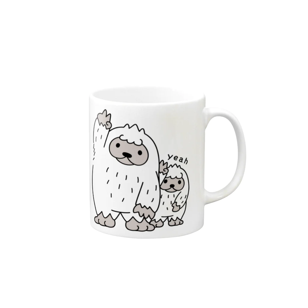 イラスト MONYAAT のイエティのイエ～イ　とうちゃんがちょっとじゃま Mug :right side of the handle