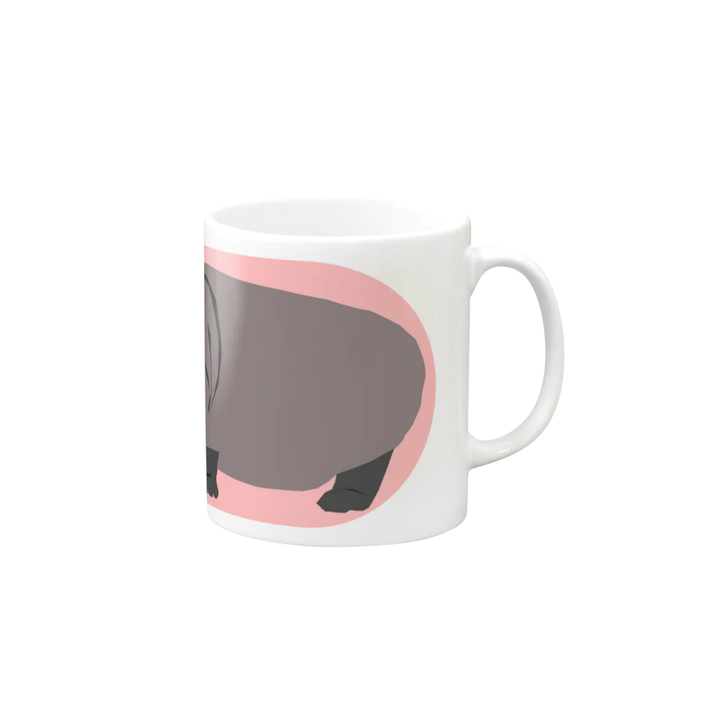 simplewaysのhippo_02_pinkBG(renewal) Mug :right side of the handle