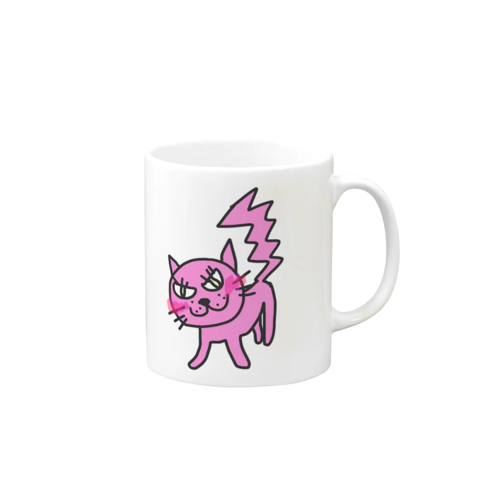 miroのピンクのねこオコ Mug :right side of the handle