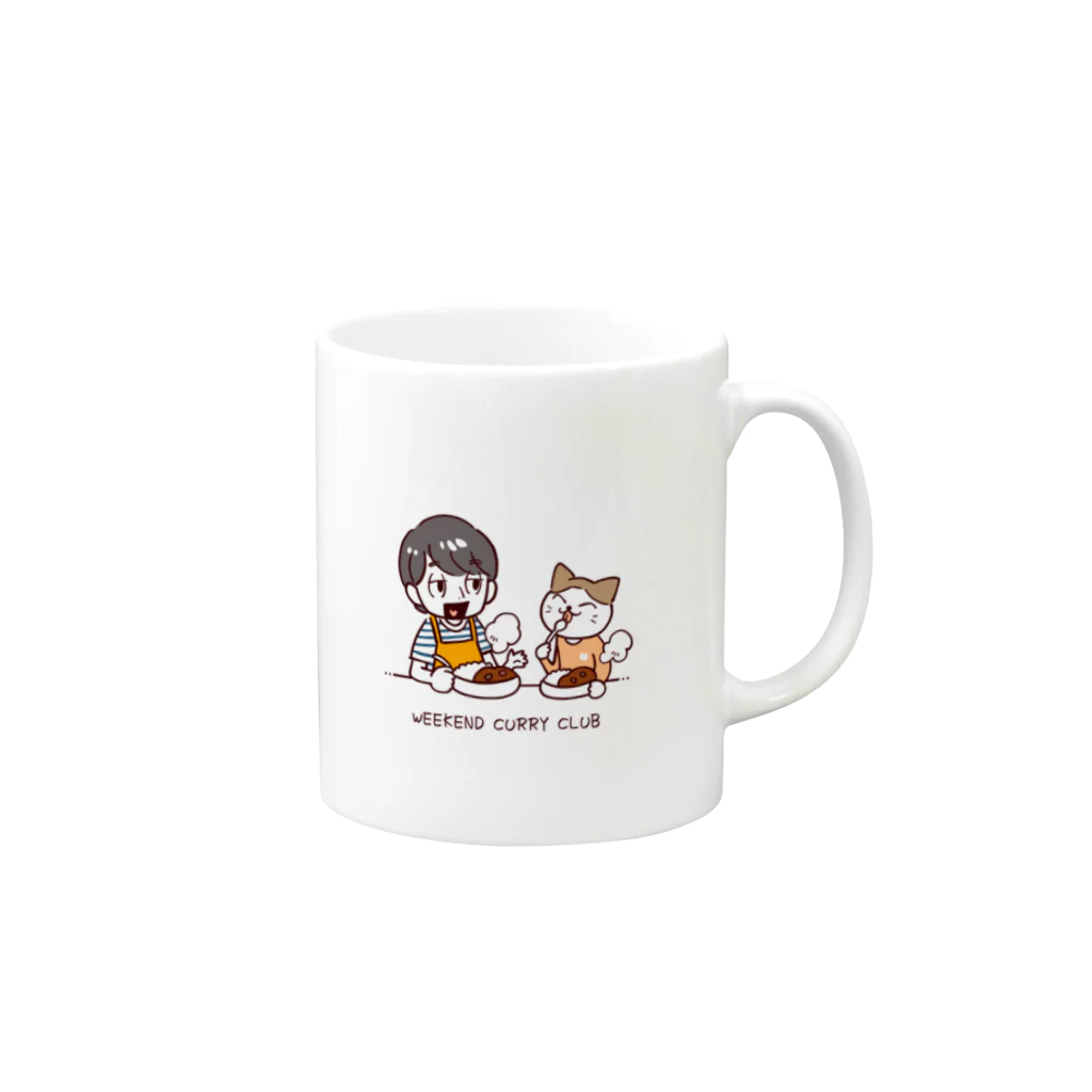 のんびりスパイスカレー販売所の架空のカレークラブ「WEEKEND CURRY CLUB」 Mug :right side of the handle