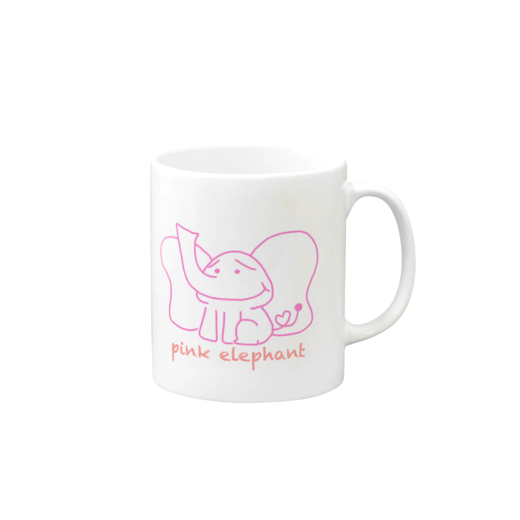 お絵描き屋さんのおみせ。のpink elephant Mug :right side of the handle