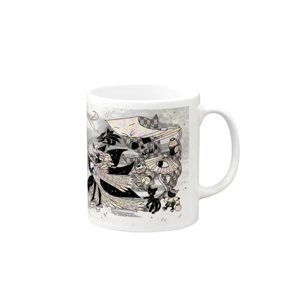 ❀花狐庵❀-HanaKoAn-の「百歳」Series * Hyakkiyako"HanaKoAn"ver. Mug :right side of the handle