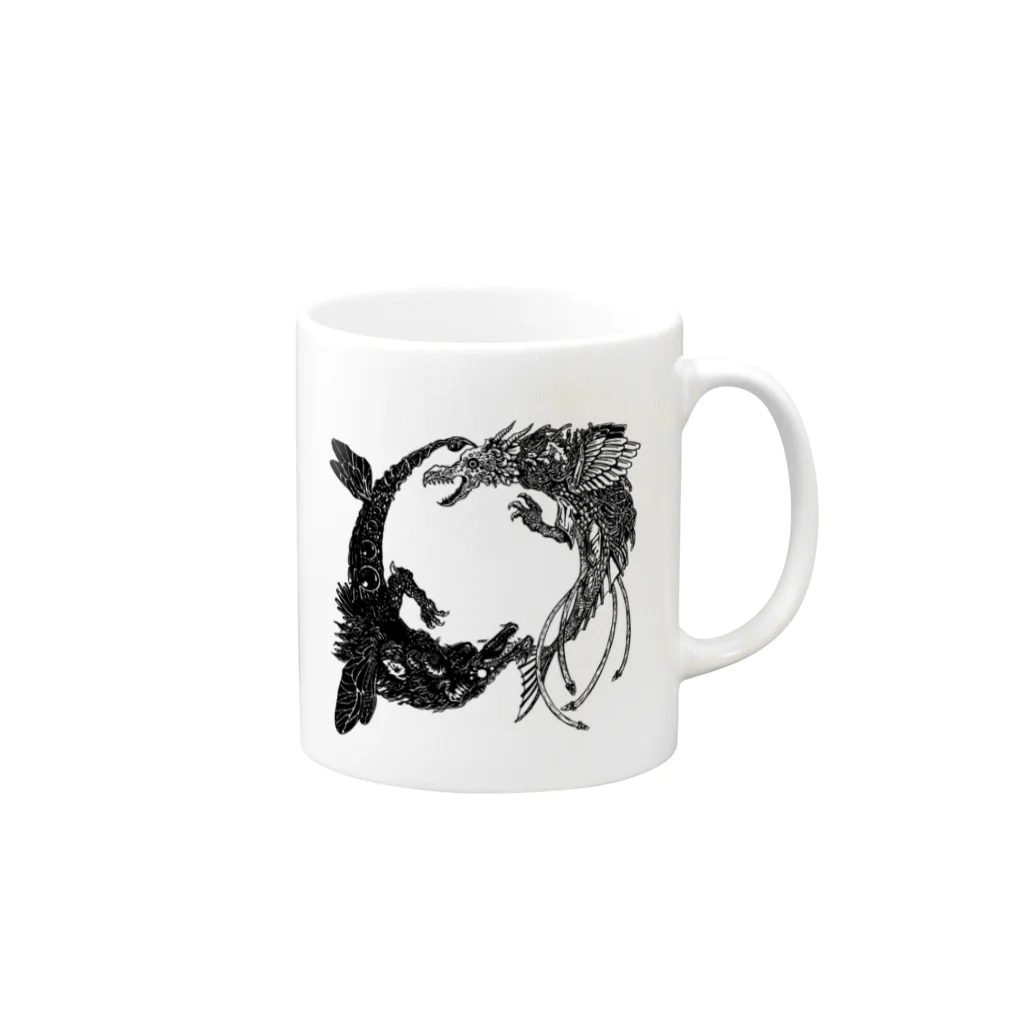 is Bの陰陽龍（yin‐yang dragon/インヤンドラゴン） Mug :right side of the handle