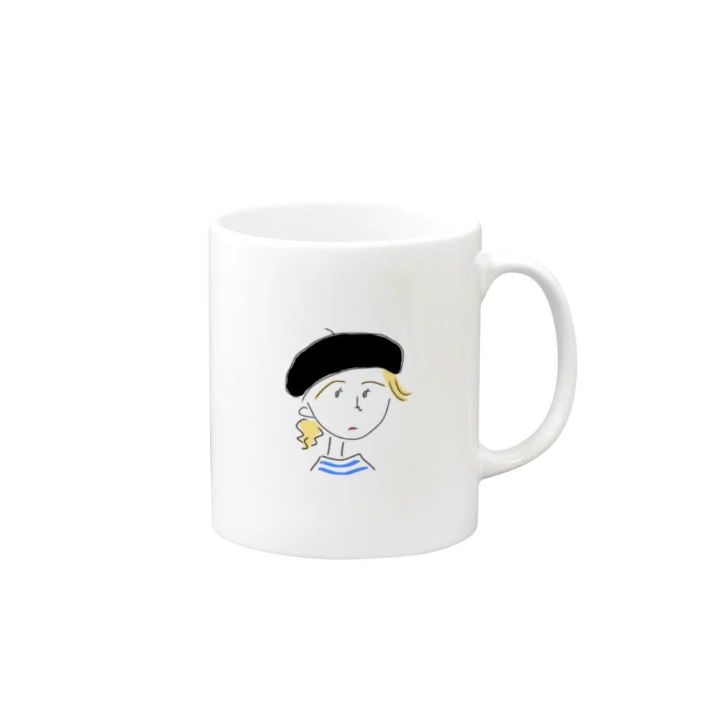 s n mのへのへのもへじちゃん(パリジェンヌ) Mug :right side of the handle