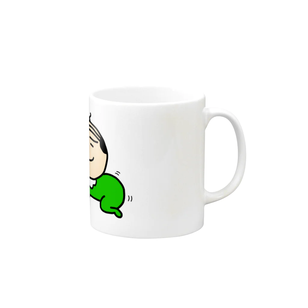 おやじとはんこと雑貨屋matahariのおやじベビーグリーン Mug :right side of the handle