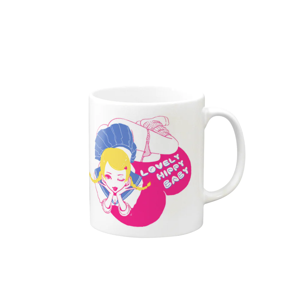 花岡 すーじーのLOVELY HIPPY BABY 3 Mug :right side of the handle