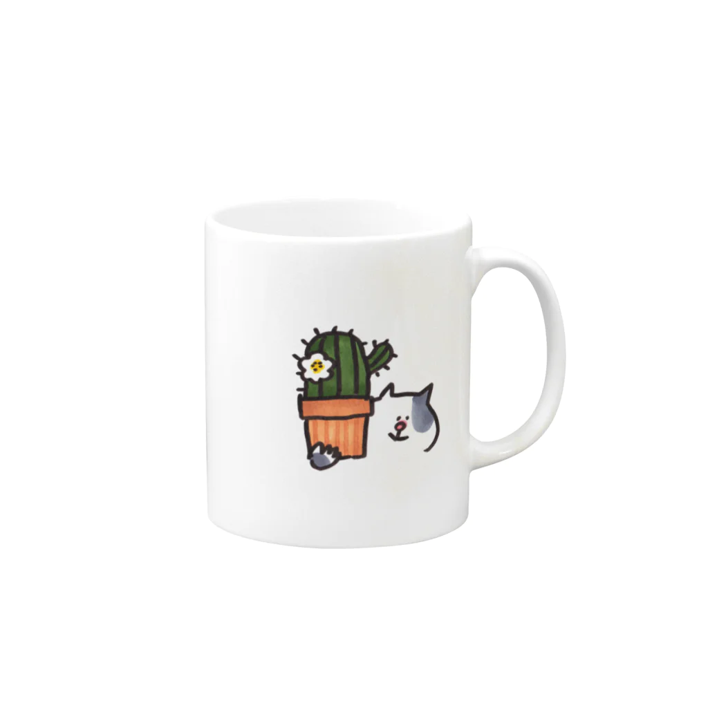 ゆきんこのサボテンとねこ Mug :right side of the handle