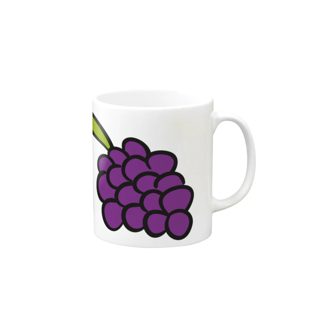 ぽっぷんすたんぷ -POP’N STAMP-のブドウ ---カラフルでポップなフードデザインTシャツ--- Mug :right side of the handle