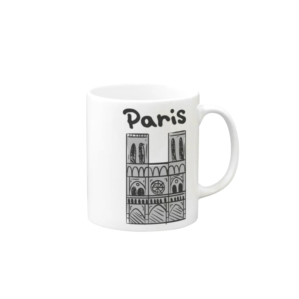 ぽっぷんすたんぷ -POP’N STAMP-のParis ノートルダム大聖堂 マグカップの取っ手の右面