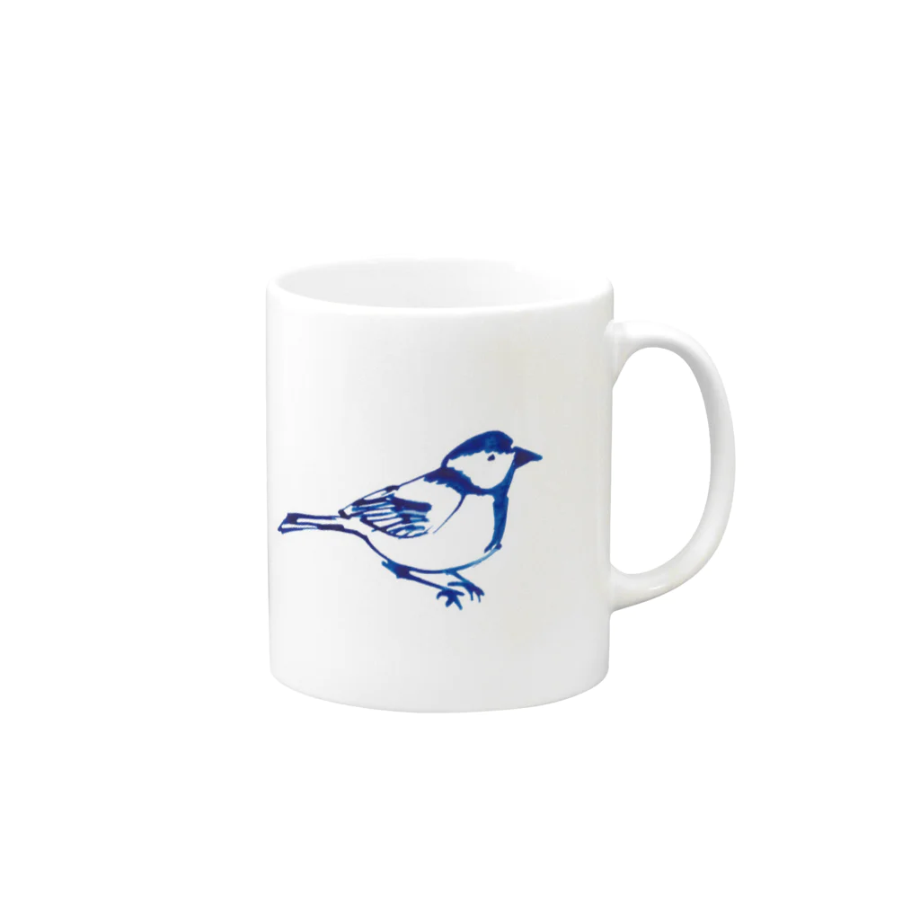 TORISUKI（野鳥・鳥グッズ）の身近な野鳥「シジュウカラ」 Mug :right side of the handle