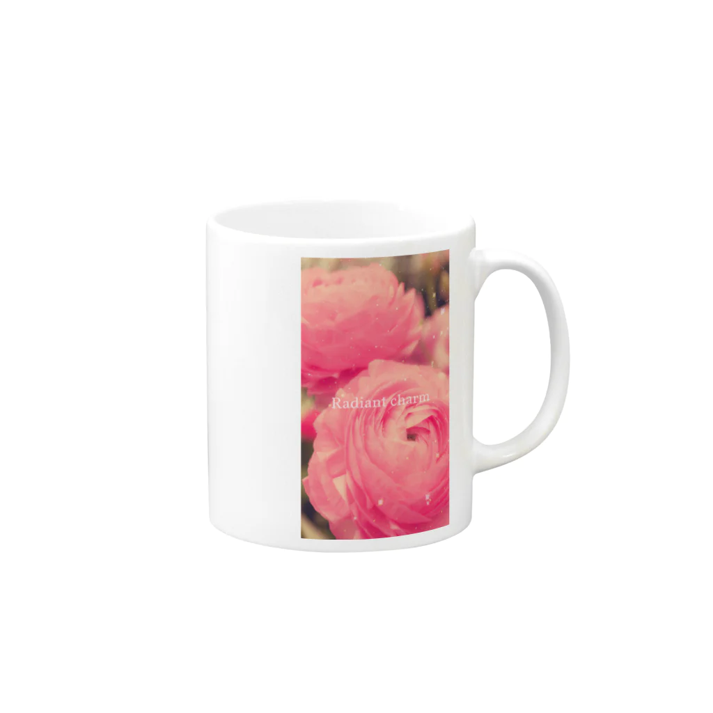 あお*のピンクのお花 Mug :right side of the handle