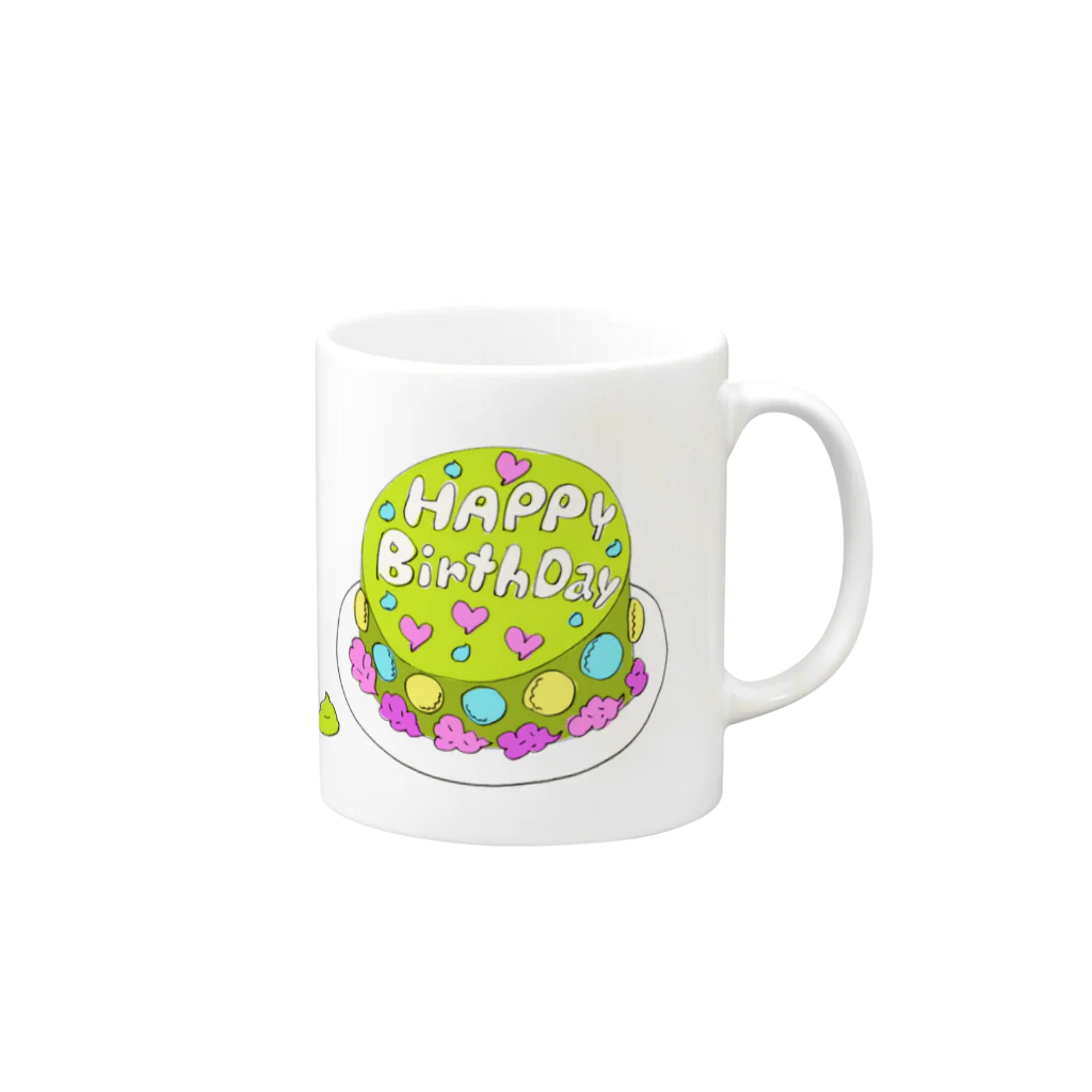 マーケットデザインワーク　ビイトのまっちゃケーキ Mug :right side of the handle