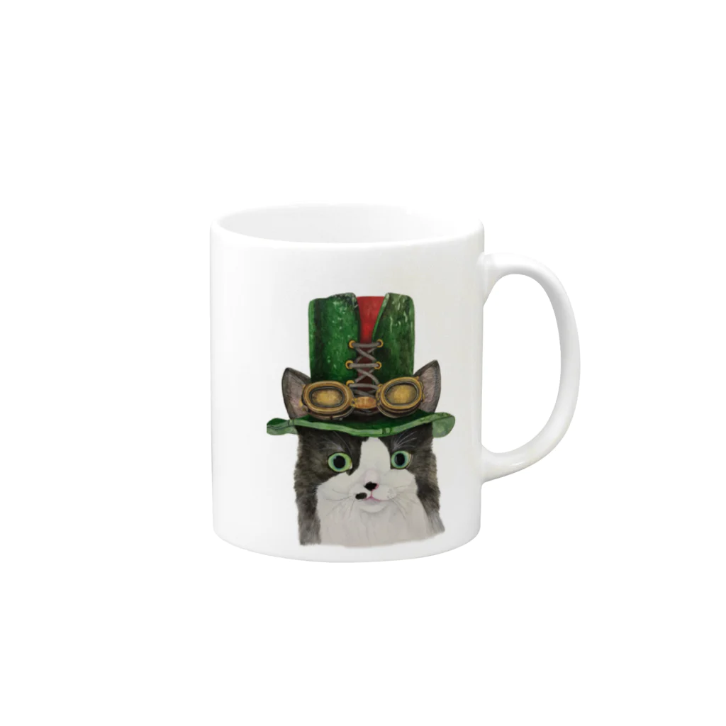 ねこぜや のスチームパンクなミッシェル Mug :right side of the handle