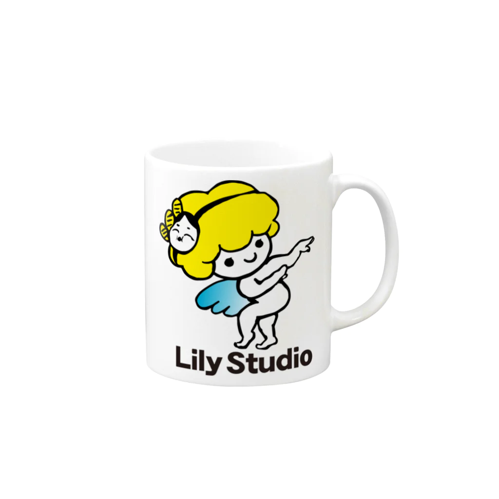 LILY STUDIOの招福の舞チーズ天使 マグカップの取っ手の右面