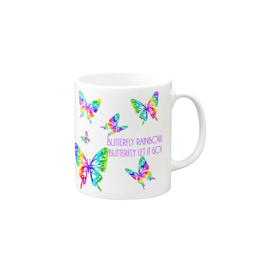 yamico835のBUTTERFLY RAINBOW Mug :right side of the handle