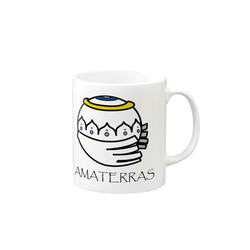 えだまめたろうのAMATERRAS with letters. Mug :right side of the handle