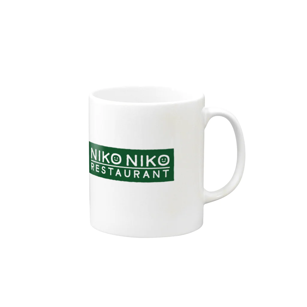 ベジタリアンタイ料理＊ニコニコレストランのお店のnikonikoロゴグリーン Mug :right side of the handle