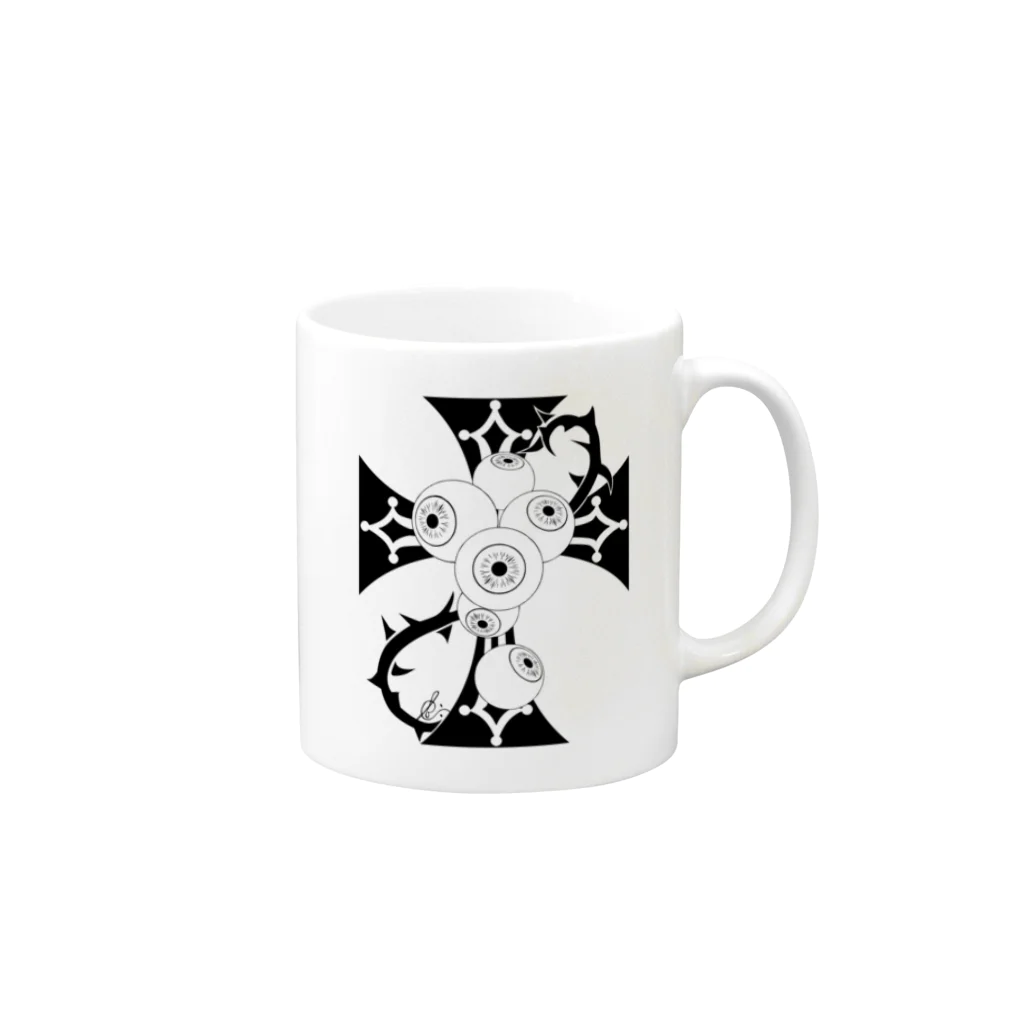 ESCHATOLOGYのアイボールクロス Mug :right side of the handle