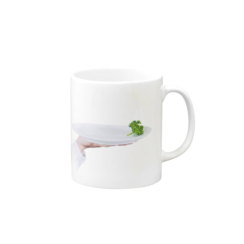 FLOAT MUSICの皿に残ったパセリ Mug :right side of the handle