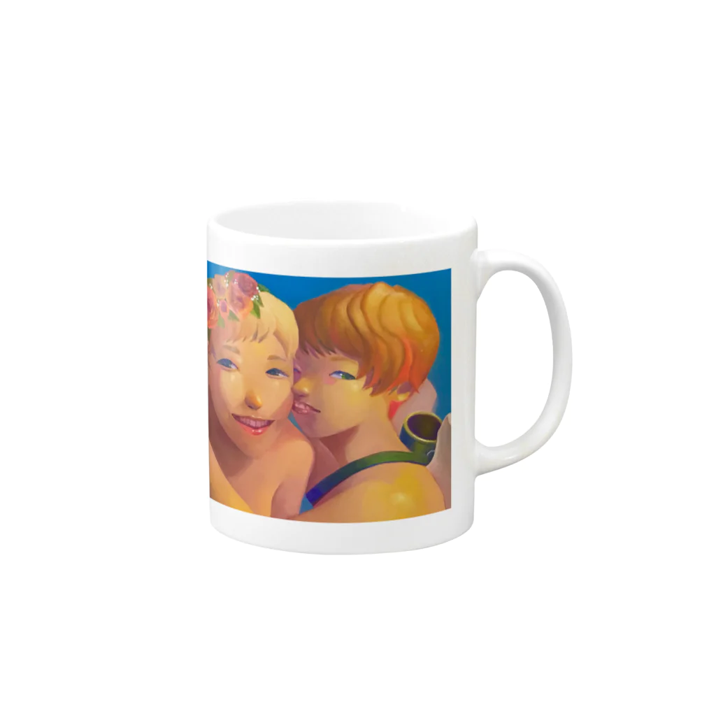 ヴュー・リヴィエールの天界のselfie Mug :right side of the handle