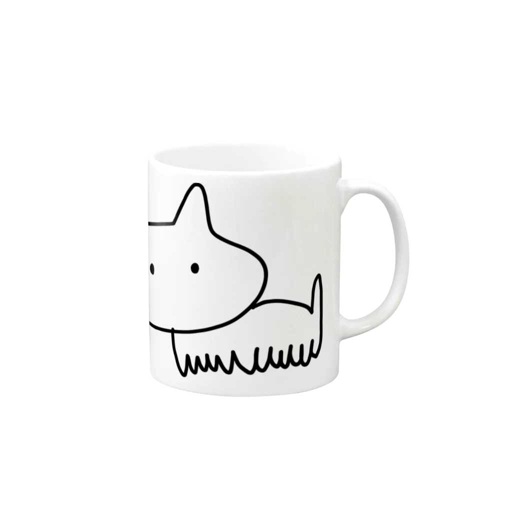 ふじこのみせのリボンを落とした ねこむし Mug :right side of the handle