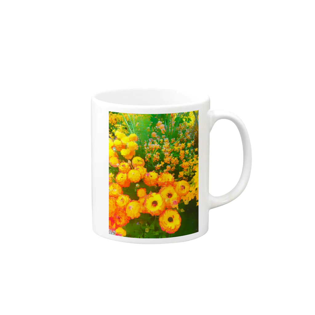 motomo.のオレンジの花 Mug :right side of the handle