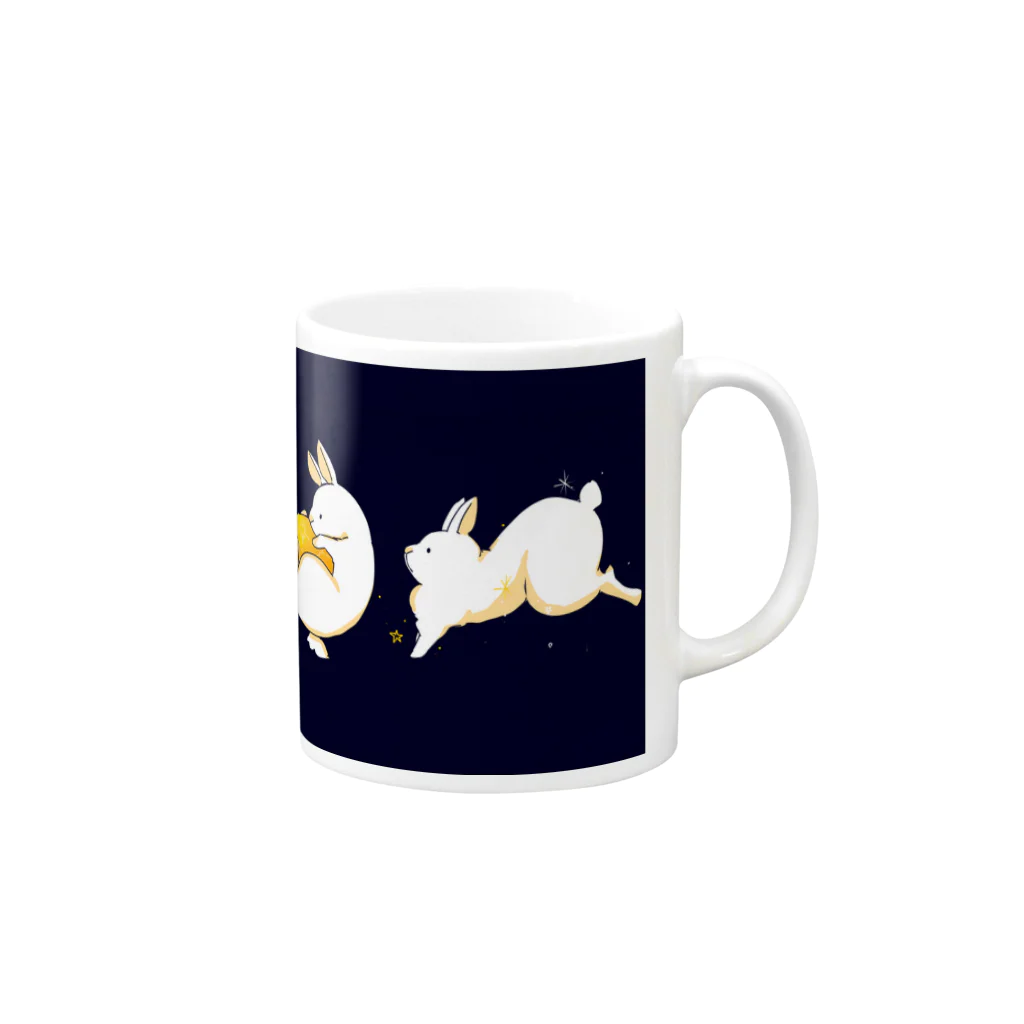 アイネっこのお店の星空うさぎ Mug :right side of the handle