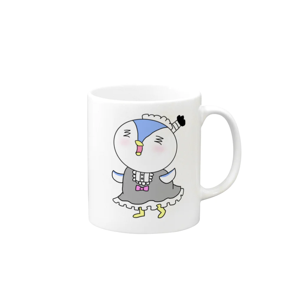 ひよっこひよこのペンギン侍のメイド姿 Mug :right side of the handle