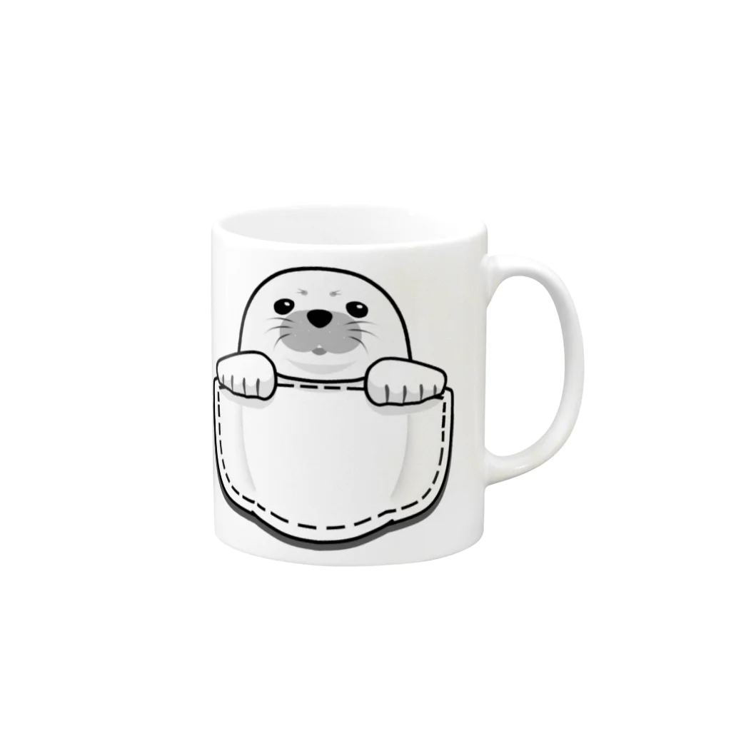 yanyaのぽけっとあざらし Mug :right side of the handle