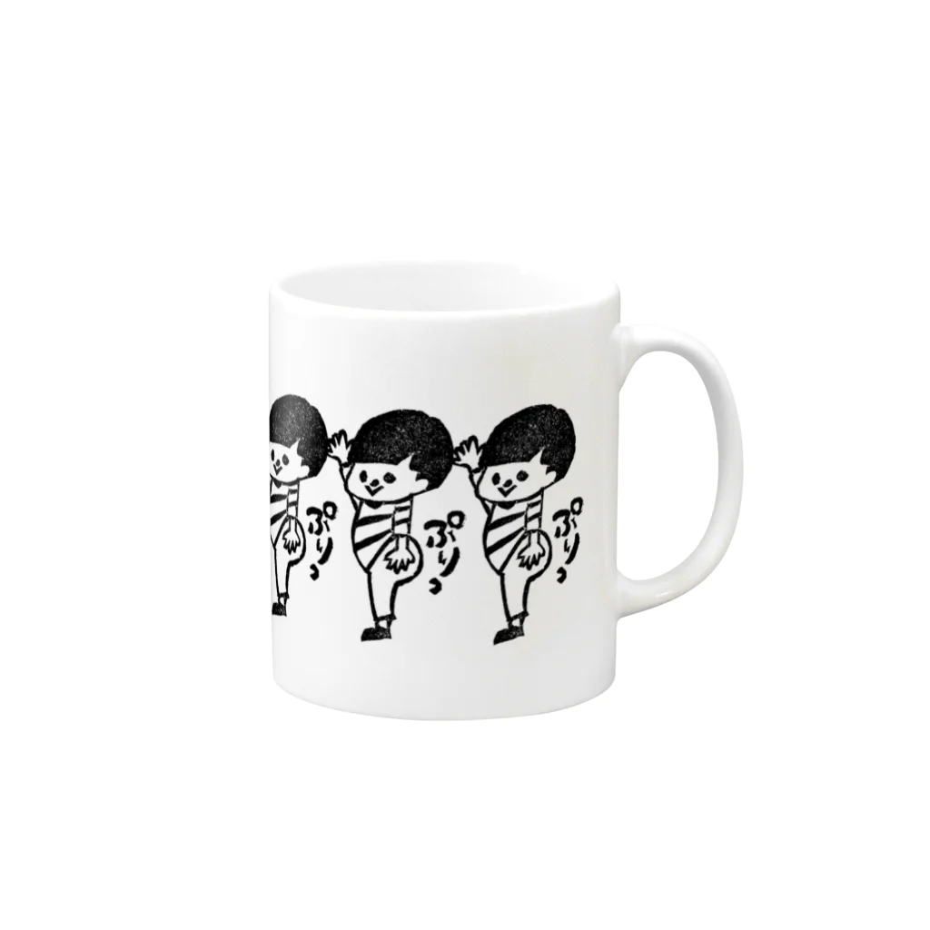 消しゴムはんこbabymiのぷりケツくんラッキー7連ちゃん Mug :right side of the handle