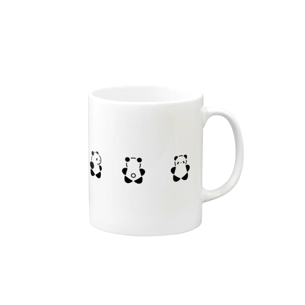 SIRO%(しろぱーせんと)のくるりんぱんだMUG（Black） マグカップの取っ手の右面