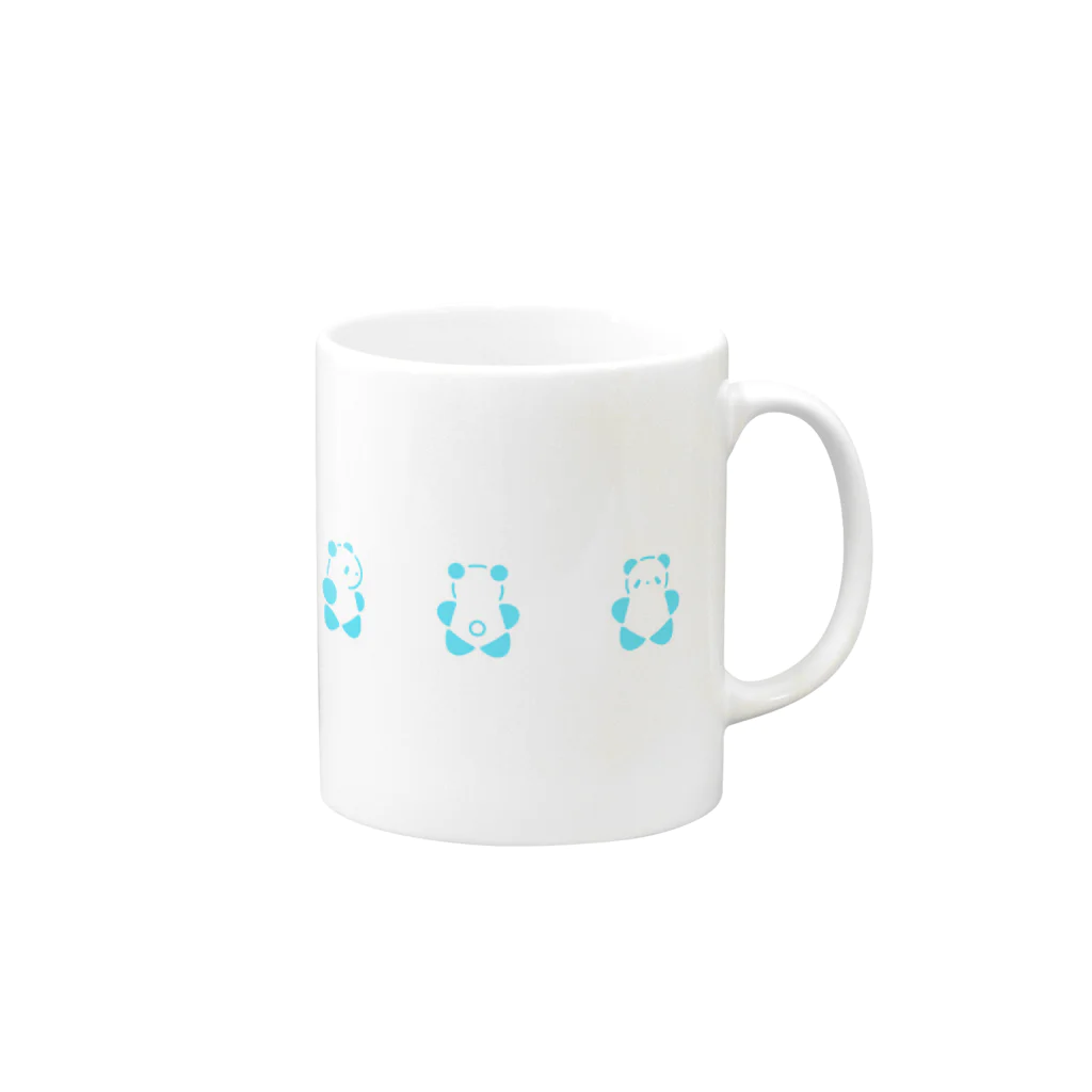 SIRO%(しろぱーせんと)のくるりんぱんだMUG（Blue） マグカップの取っ手の右面