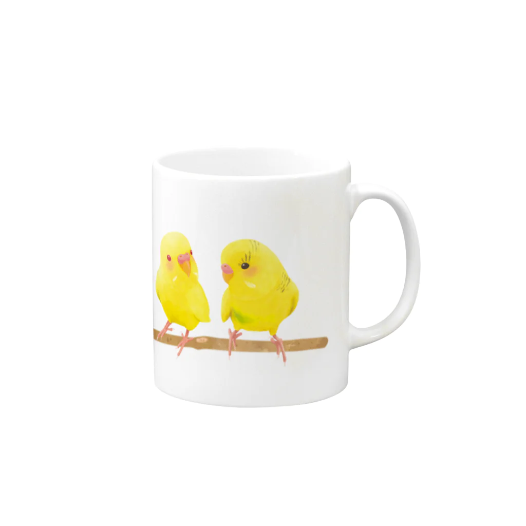 Mi-i-Creの幸せの黄色いセキセイインコ Mug :right side of the handle